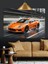 Turuncu Spor Araba Hız Dekoratif Kanvas - Mdf Ahşap Tablo 3