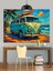 Volkswagen Minibüs Retro Plaj Dekoratif Kanvas - Mdf Ahşap Tablo 3
