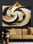Siyah Beyaz Spiral Soyut Dekoratif Kanvas - Mdf Ahşap Tablo 4