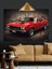 Kırmızı Klasik Amerikan Spor Araba Dekoratif Kanvas - Mdf Ahşap Tablo 5