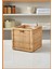Sepet Hasır Rattan El Dokuma Kulplu Doğal Malzeme Eşya Kitap Oyuncak Saklama Kutusu 32 x 34 x 32 cm Kahverengi 4