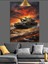 Gün Batımında Hızla Giden Tank Dekoratif Kanvas - Mdf Ahşap Tablo 1