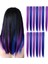 26 Adet Renkli Parti Saç Uzatmalarında Renkli Klipsi Vurgular 55CM Düz Sentetik Saç Parçaları Mor + Mavi (Yurt Dışından) 2