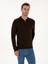 Erkek Kahverengi Regular Fit Yün Karışımlı Fermuarlı Polo Yaka Basic Triko Kazak 50315297-VR029 3
