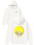 Emoji Kafatası Tasarım Baskılı Oversize Beyaz Kapüşonlu Sweatshirt 1