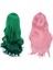 2 Adet Düz Cosplay Peruk Çok Renkli Isı Tam Esnek Peruklar - 80 cm Uzunluğunda Pembe ve 68CM Uzunluğunda Koyu Yeşil (Yurt Dışından) 1