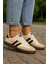 Bağcıklı Unisex Spor Sneaker Ayakkabı-Bej-Siyah 5