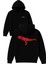 Dınosaur Tasarım Baskılı Oversize Siyah Kapüşonlu Sweatshirt 1