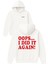 Oops Tasarım Baskılı Oversize Beyaz Kapüşonlu Sweatshirt 1