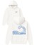 Spot Wave Tasarım Baskılı Oversize Beyaz Kapüşonlu Sweatshirt 1