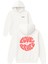 Love Reale Tasarım Baskılı Oversize Beyaz Kapüşonlu Sweatshirt 1