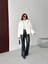Beyaz Kadın Suni Kürk Mont Modern Premium Luxury Trend Tasarım Ceket 2