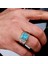 925 Ayar Gümüş Turkuaz Taşlı Model Erkek Yüzük 1