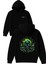 Kızgın Yeşil Alevli Ahtapot Tasarım Baskılı Oversize Siyah Kapüşonlu Sweatshirt 1