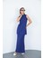 Viskon Kolsuz Tunik ve Etek Takım-Lacivert 8