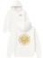Altın Yuvarlak Çark Tasarım Baskılı Oversize Beyaz Kapüşonlu Sweatshirt 1