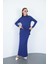 Viskon Dik Yaka Tunik ve Etek Takım-Lacivert 8