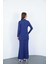 Viskon Dik Yaka Tunik ve Etek Takım-Lacivert 7