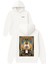 Firavun Tasarım Baskılı Oversize Beyaz Kapüşonlu Sweatshirt 1