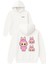 3 Tane Labubu Tasarım Baskılı Oversize Beyaz Kapüşonlu Sweatshirt 1