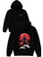 Kızıl Ay Samuray Tasarım Baskılı Oversize Siyah Kapüşonlu Sweatshirt 1