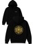 Altın Yuvarlak Çark Tasarım Baskılı Oversize Siyah Kapüşonlu Sweatshirt 1