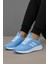 Unisex Bağcıklı Triko Poli Taban Spor Ayakkabı-Mavi 4