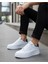 Unisex Ortopedik Faylon Sararmaz Taban Spor Ayakkabı - Beyaz Laci 3