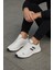 Unisex Bağcıklı Triko Poli Taban Spor Ayakkabı-Beyaz-Siyah 5