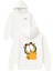 Garfıeld Tasarım Baskılı Oversize Beyaz Kapüşonlu Sweatshirt 1