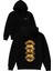 Altın Ruj Izleri 4 Adet Tasarım Baskılı Oversize Siyah Kapüşonlu Sweatshirt 1