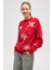 Snowflake Kartanesi Desenli Unisex Yılbaşı Kazağı - Kırmızı 3