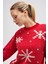 Snowflake Kartanesi Desenli Unisex Yılbaşı Kazağı - Kırmızı 4