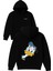 Duck Tasarım Baskılı Oversize Siyah Kapüşonlu Sweatshirt 1