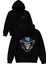 Turuncu Gözlü Şapkalı Iskelet Tasarım Baskılı Oversize Siyah Kapüşonlu Sweatshirt 1