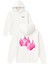Zar Alevli Tasarım Baskılı Oversize Beyaz Kapüşonlu Sweatshirt 1