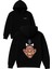 Altın Dişli Kabile Üyesi Tasarım Baskılı Oversize Siyah Kapüşonlu Sweatshirt 1