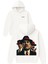 3 Adam Mafya Tasarım Baskılı Oversize Beyaz Kapüşonlu Sweatshirt 1