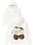 Leopar Cherry Tasarım Baskılı Oversize Beyaz Kapüşonlu Sweatshirt 1