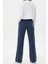 Pamuklu Kadın Eşofman Altı Yüksek Bel Indigo Flare Fit Geniş Paça Ipli Cepli Esnek Yumuşak Likralı 5