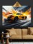 Hızlı Sarı Spor Araba Dekoratif Kanvas - Mdf Ahşap Tablo 5