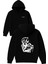 Motorcu Tasarım Baskılı Oversize Siyah Kapüşonlu Sweatshirt 1
