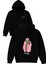 Pembe Kurklu Tasarım Baskılı Oversize Siyah Kapüşonlu Sweatshirt 1