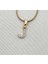 Fıora Çelik Zirkon Taşlı Harf Kolye Sade Şık Gold Ayarlanabilir Zincir Tüm Alfabe 7