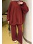 Kapşonlu Pantolonlu Ikili Tesettür Takım Bordo 3