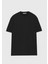 Siyah Düz Bisiklet Yaka Pamuk Karışımlı T-Shirt 1