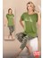 Lady Yeşil Desenli Kapri Pijama Takımı 1