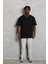 Unisex Oversize Düz Bisiklet Yaka T-Shirt - Siyah 1