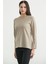 Yuvarlak Yaka Uzun Basic Triko Kazak - Bej 3