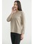 Yuvarlak Yaka Uzun Basic Triko Kazak - Bej 4